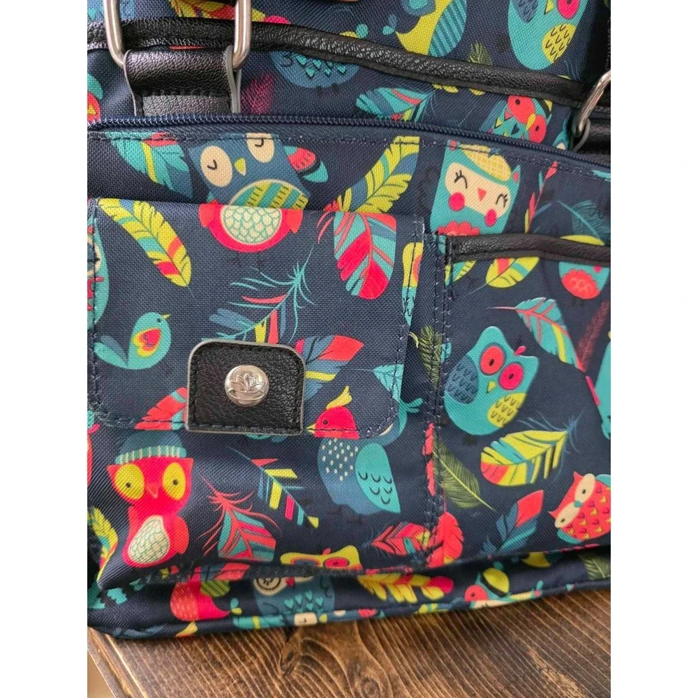 Lily Bloom Shoulder Bag Purse Owls Birds Colorful‎ Multicolor Satchel Handbag